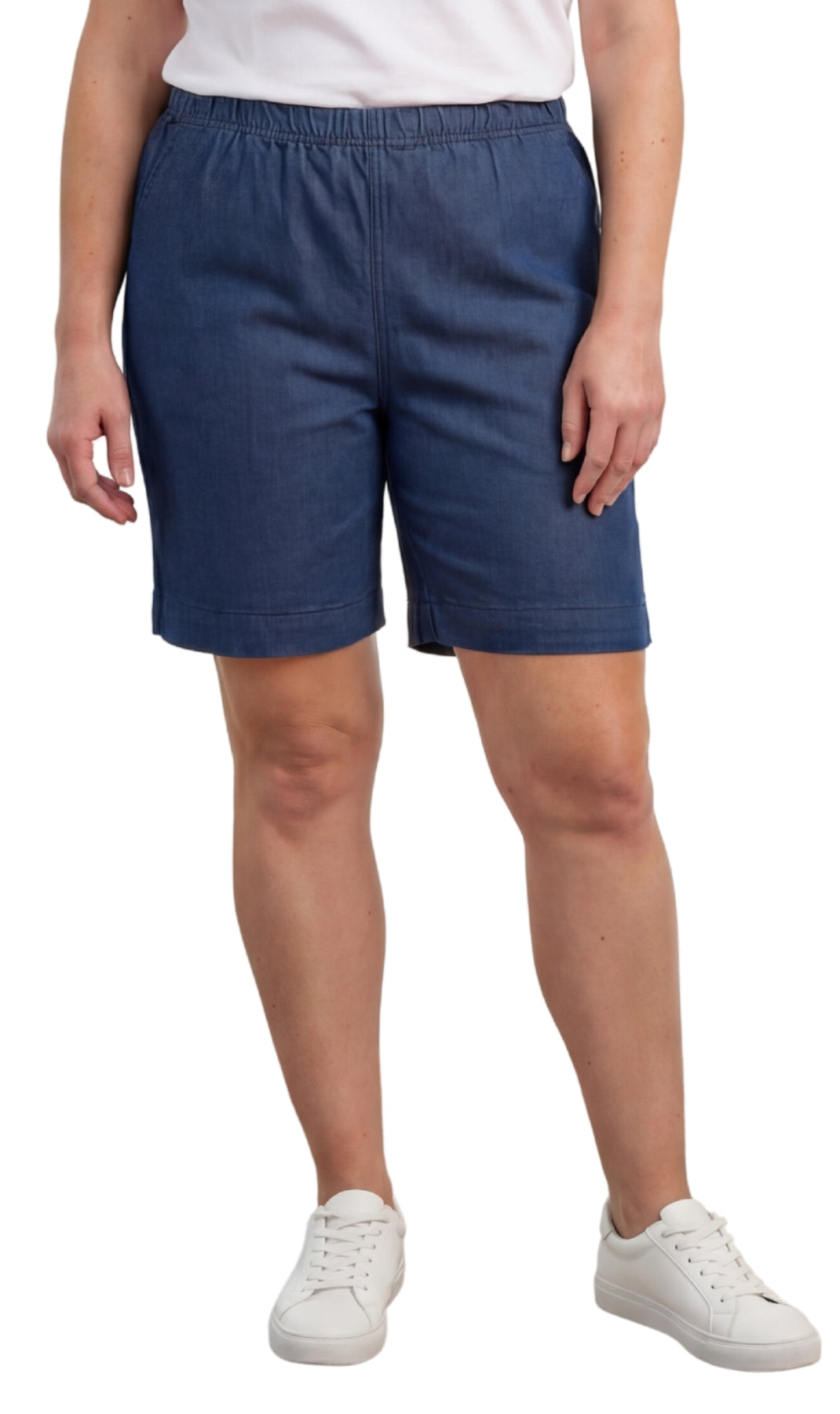 Women's Pull-On Denim and Twill Shorts — Stretch Waist No Zipper