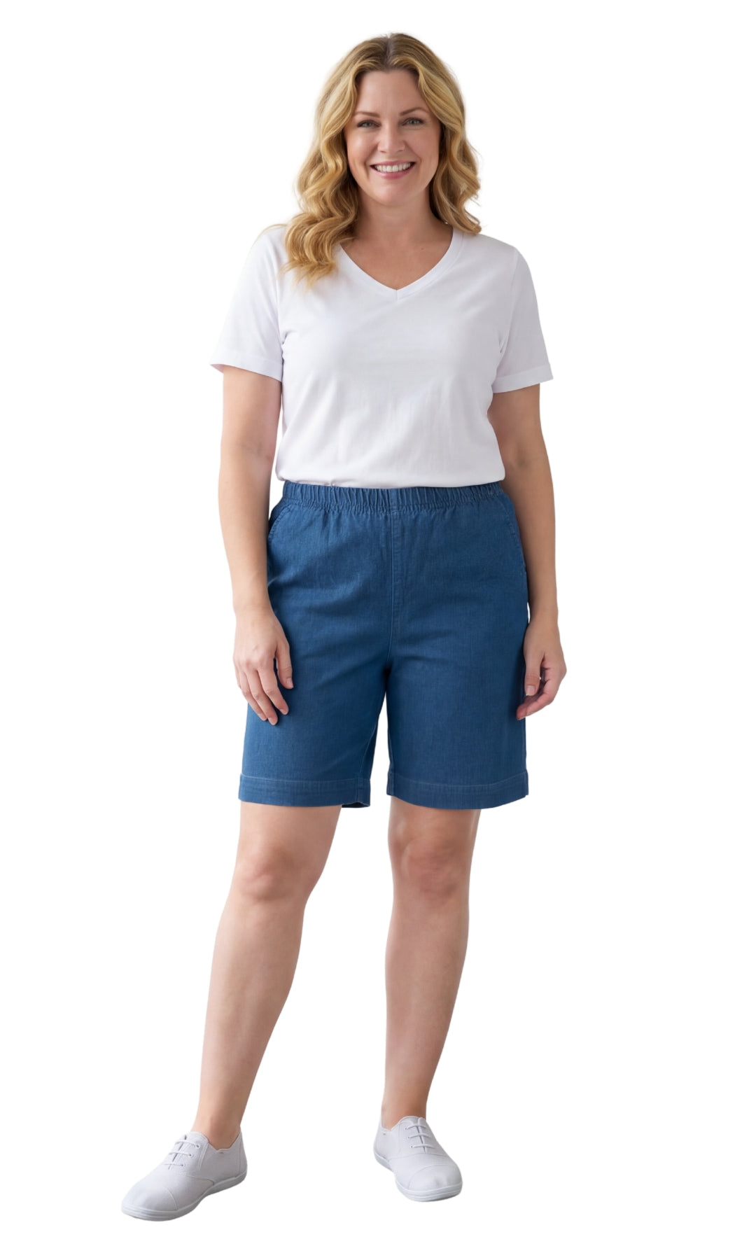 Women's Pull-On Denim and Twill Shorts — Stretch Waist No Zipper