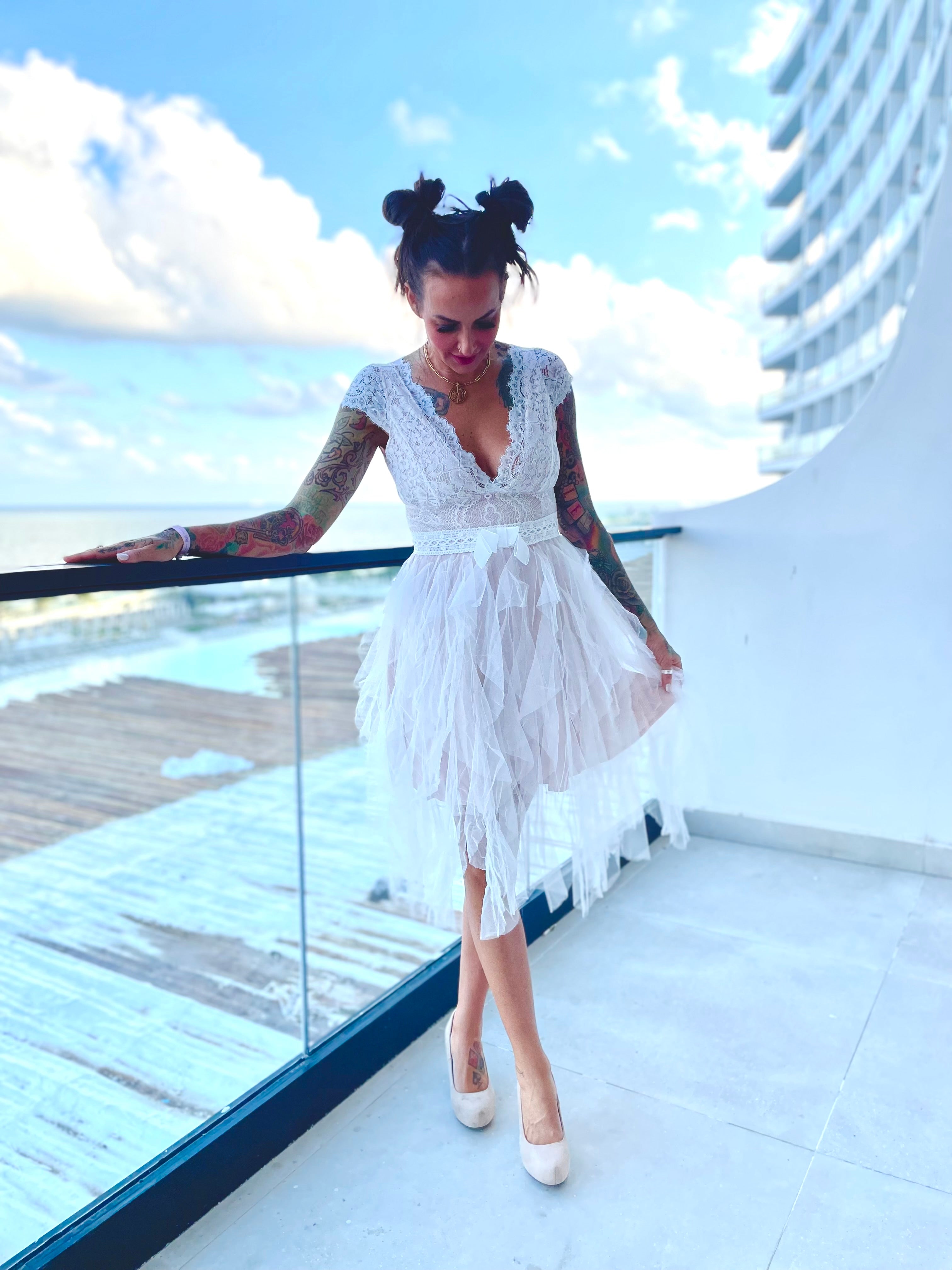 Lace White Party Dress