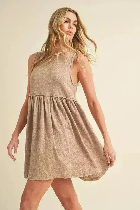 Round Neck Mini Tank Dress | Casual Stretch Dress | Aemi + Co