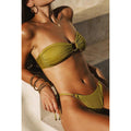 Folds Bikini Swimsuit Push Up Bikini Set Bathing Suit Women Swimwear Thong Bikini Two Pieces Bathing Suit for Women Triangle Top Bottom Solid Color Bikinis Beachwear Swimsuits
