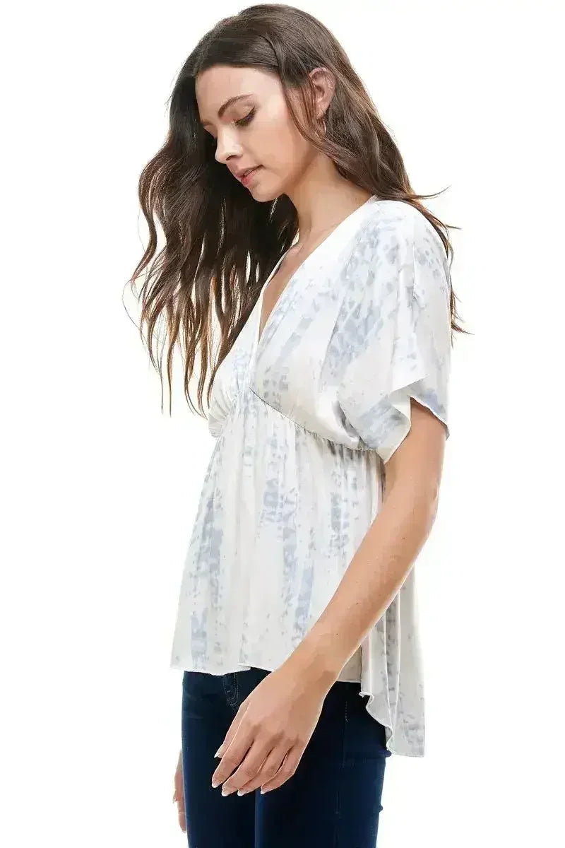 Flow V-Neck Tie-Dye Top – Relaxed Fit & Dolman Sleeves | Femstylo