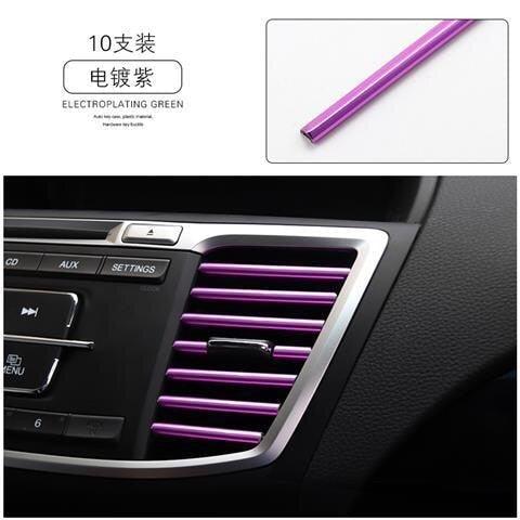 10pcs 20cm Car Styling Moulding Air Outlet Trim Strip Auto Air Vent Grilles Rim Trim Cars Decoration Exterior Decoration Strips Chrome Accessories Car Interior Moulding Strip Car Air Outlet Decoration Strip Flexible Insert Strips for Auto Vent Styling