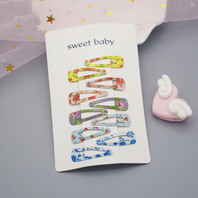 10PCS New Cute Cartoon Heart Type Metal Candy Color Baby BB Clips Girls Hairpins Hair Clip Kids Headwear Children Accessories