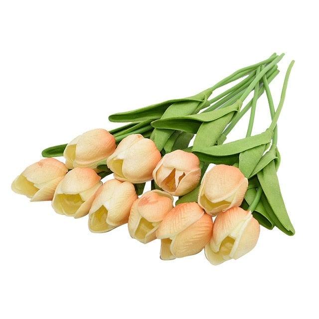 10PCS PU Fake Tulips Real Touch beautiful and Eligant Flower Real Touch Bouquet For Wedding Decoration Flowers Home Garden Decor