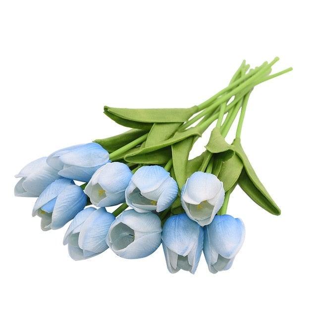 10PCS PU Fake Tulips Real Touch beautiful and Eligant Flower Real Touch Bouquet For Wedding Decoration Flowers Home Garden Decor
