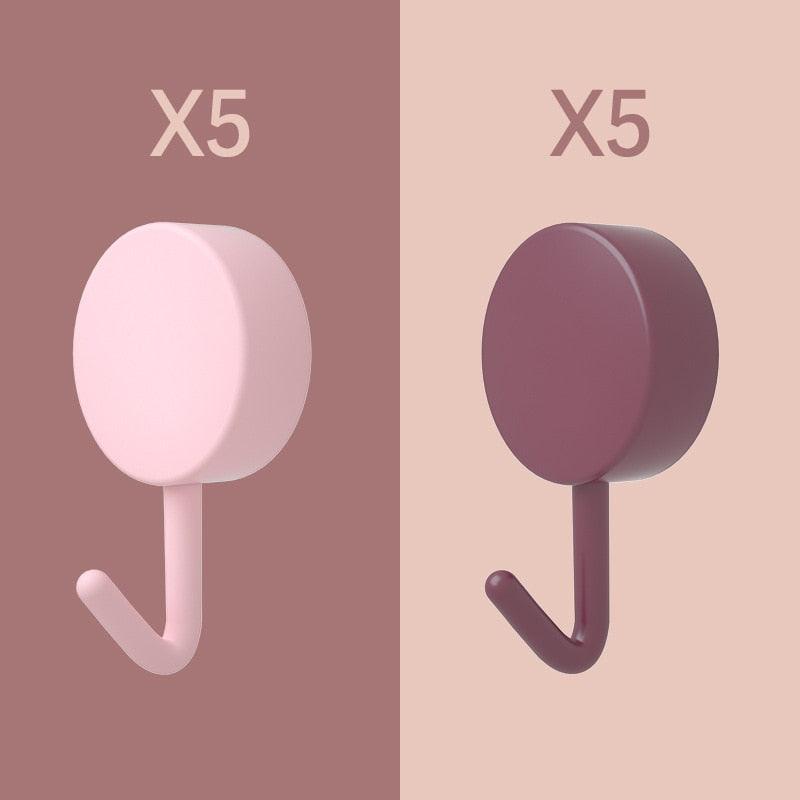 10PCS Self Adhesive Wall Hook Strong Without Drilling Coat Bag Bathroom Door Kitchen Towel Hanger Hooks Home Storage Accessories Decorative Hooks Entrance Organizers with Self-Adhesive Hooks for Hanging Keys Towels