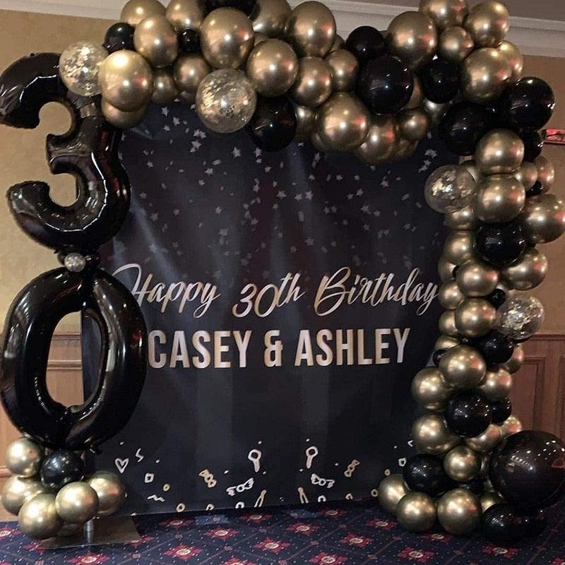 110pcs Black Gold Metallic Silver Classic Color Balloons Set For Wedding Birthday Party Decoration Shower Parties and Birthday Party