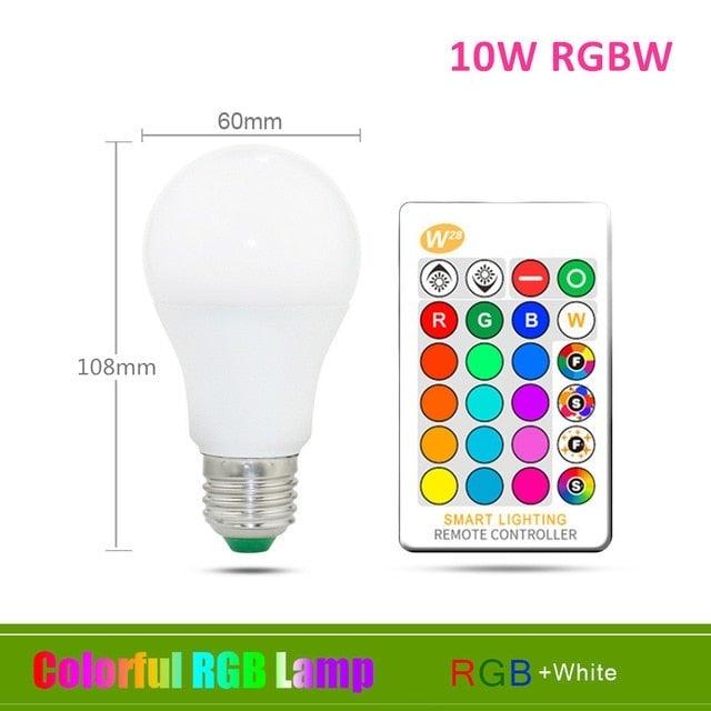 110V 220V E27 RGB LED Bulb Lights 5W 10W 15W RGB Lampada Changeable Colorful RGBW LED Lamp With IR Remote Control+Memory Mode RGB LED Light Bulbs, 10W LED Color Changing Light Bulb with Remote Control