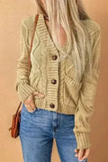 Textured Black Cardigan | Button-Front w/Pockets | Sizes S-3XL