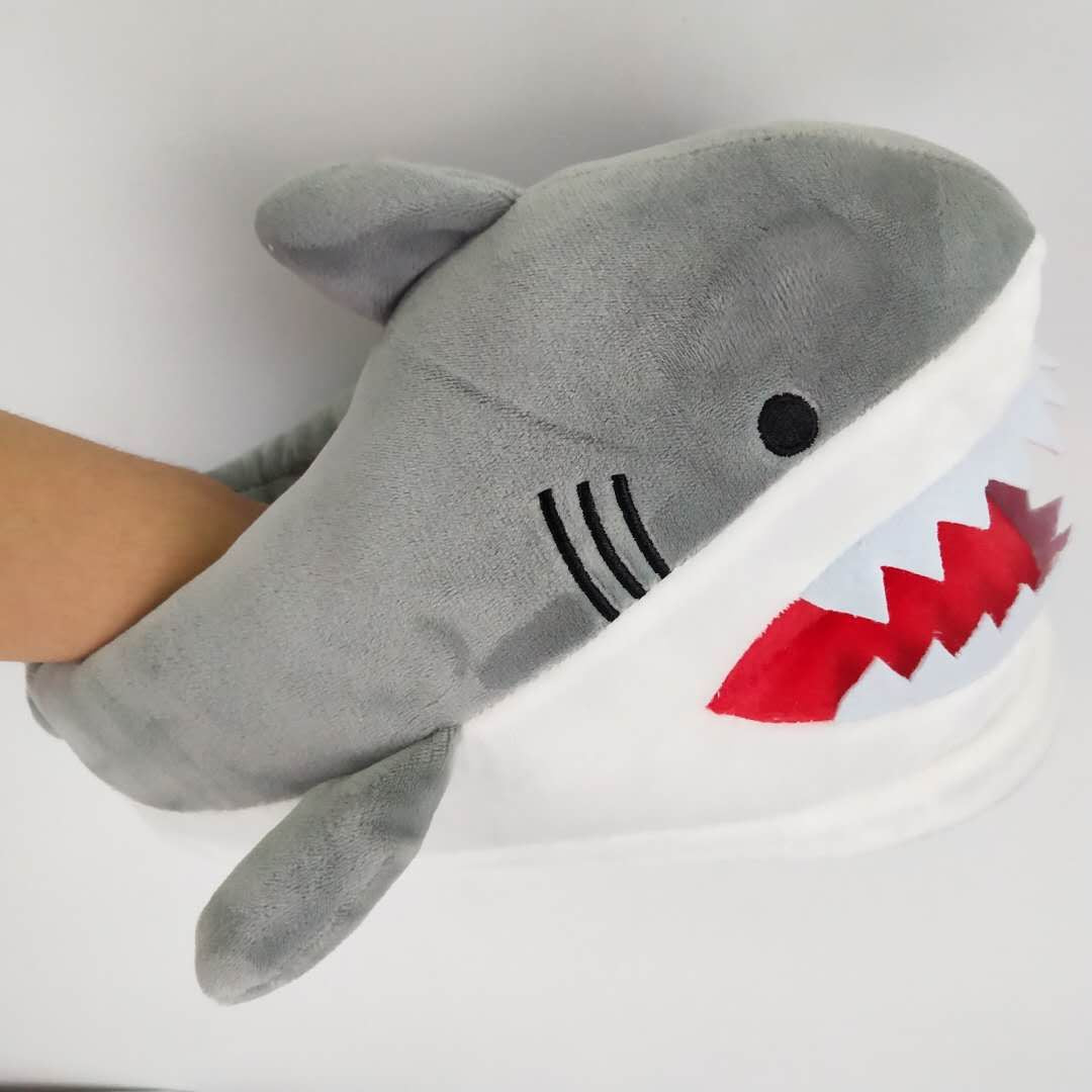 Warm Shark Womens Home Slippers Fashion Plush Winter Funny Elegant Women Slippers Cute Cartoon Shark Indoor Warm Home Cotton Slippers