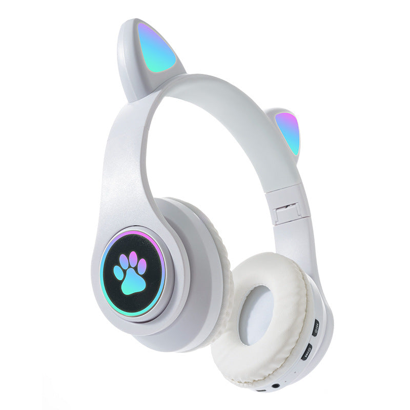 Interesting New Kids Headphones Wireless Bluetooth In Cat Ears Headphones Style With Noise Reduction Live Breathing Lights Glare and LED Lights