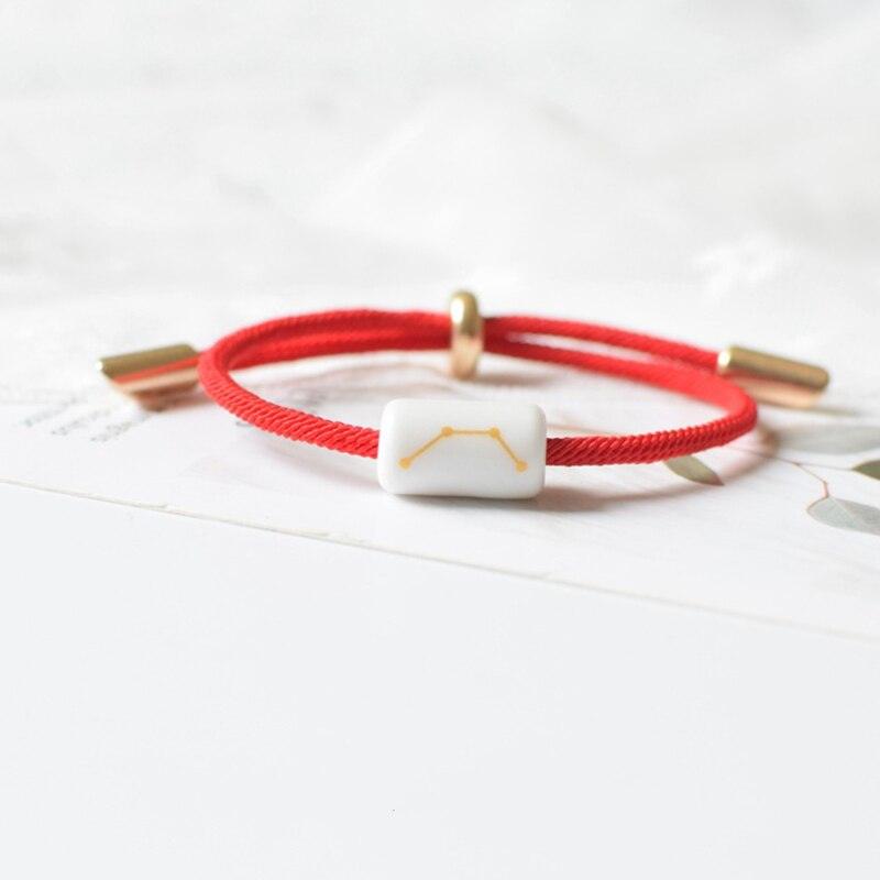 12 Zodiac Bracelet Charm Jewelry Adjustable Braided Rope Couple Bracelets Handmade Navy String Bracelet With Metal Knot Men Women Braided Bracelets Gifts