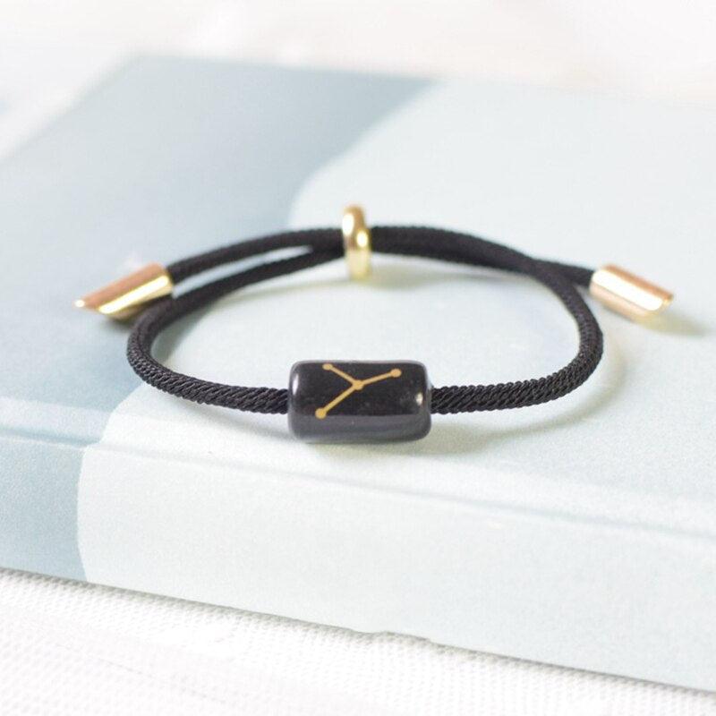 12 Zodiac Bracelet Charm Jewelry Adjustable Braided Rope Couple Bracelets Handmade Navy String Bracelet With Metal Knot Men Women Braided Bracelets Gifts