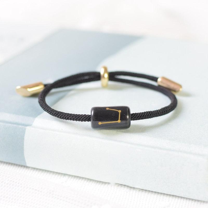 12 Zodiac Bracelet Charm Jewelry Adjustable Braided Rope Couple Bracelets Handmade Navy String Bracelet With Metal Knot Men Women Braided Bracelets Gifts