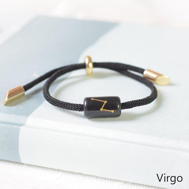 12 Zodiac Bracelet Charm Jewelry Adjustable Braided Rope Couple Bracelets Handmade Navy String Bracelet With Metal Knot Men Women Braided Bracelets Gifts
