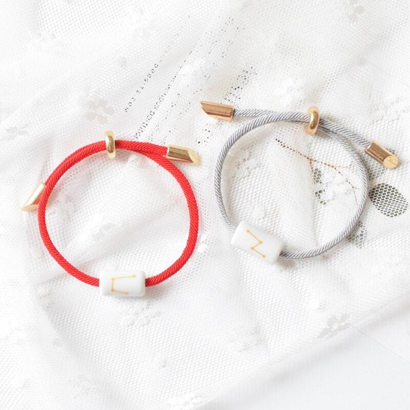 12 Zodiac Bracelet Charm Jewelry Adjustable Braided Rope Couple Bracelets Handmade Navy String Bracelet With Metal Knot Men Women Braided Bracelets Gifts