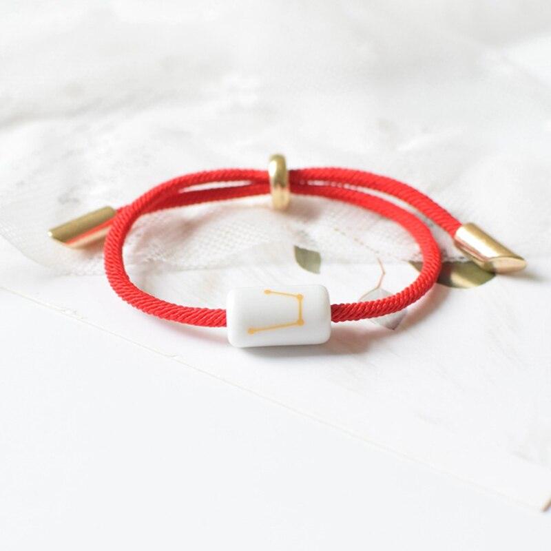 12 Zodiac Bracelet Charm Jewelry Adjustable Braided Rope Couple Bracelets Handmade Navy String Bracelet With Metal Knot Men Women Braided Bracelets Gifts