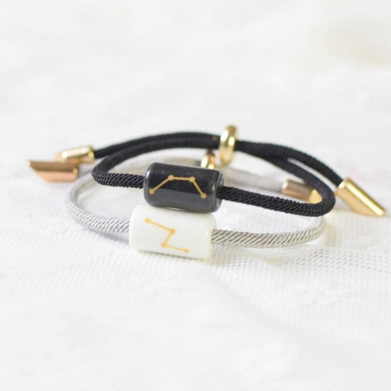 12 Zodiac Bracelet Charm Jewelry Adjustable Braided Rope Couple Bracelets Handmade Navy String Bracelet With Metal Knot Men Women Braided Bracelets Gifts