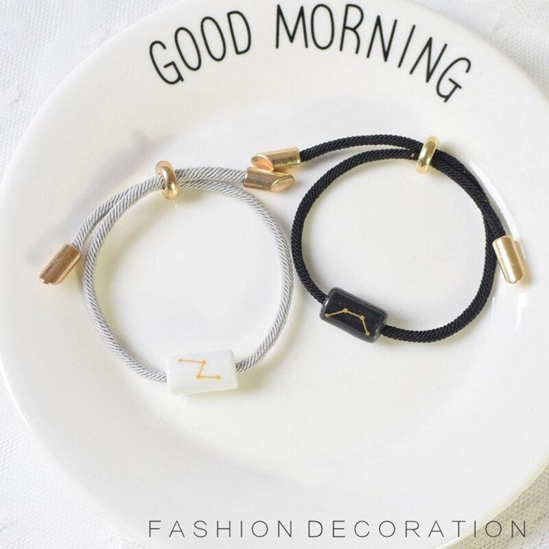 12 Zodiac Bracelet Charm Jewelry Adjustable Braided Rope Couple Bracelets Handmade Navy String Bracelet With Metal Knot Men Women Braided Bracelets Gifts