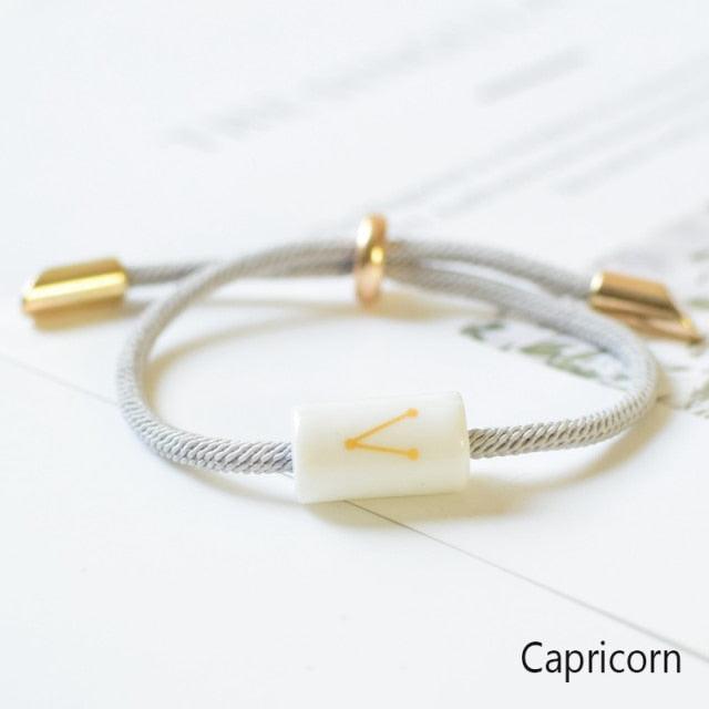 12 Zodiac Bracelet Charm Jewelry Adjustable Braided Rope Couple Bracelets Handmade Navy String Bracelet With Metal Knot Men Women Braided Bracelets Gifts