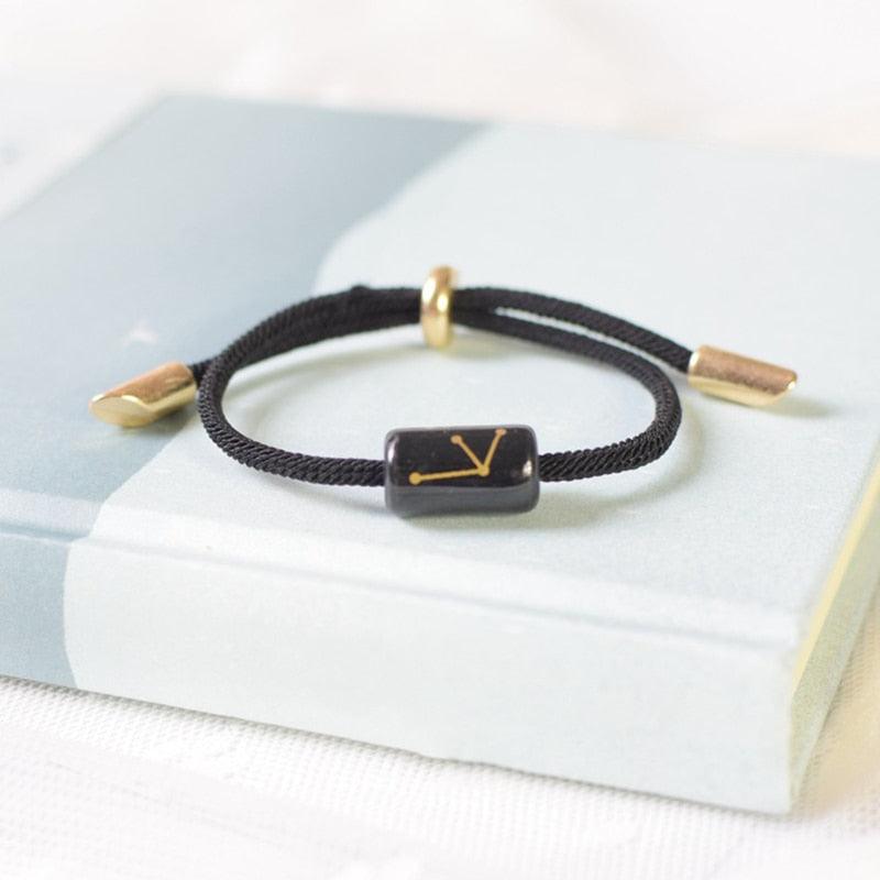 12 Zodiac Bracelet Charm Jewelry Adjustable Braided Rope Couple Bracelets Handmade Navy String Bracelet With Metal Knot Men Women Braided Bracelets Gifts