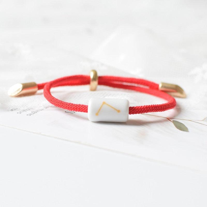 12 Zodiac Bracelet Charm Jewelry Adjustable Braided Rope Couple Bracelets Handmade Navy String Bracelet With Metal Knot Men Women Braided Bracelets Gifts