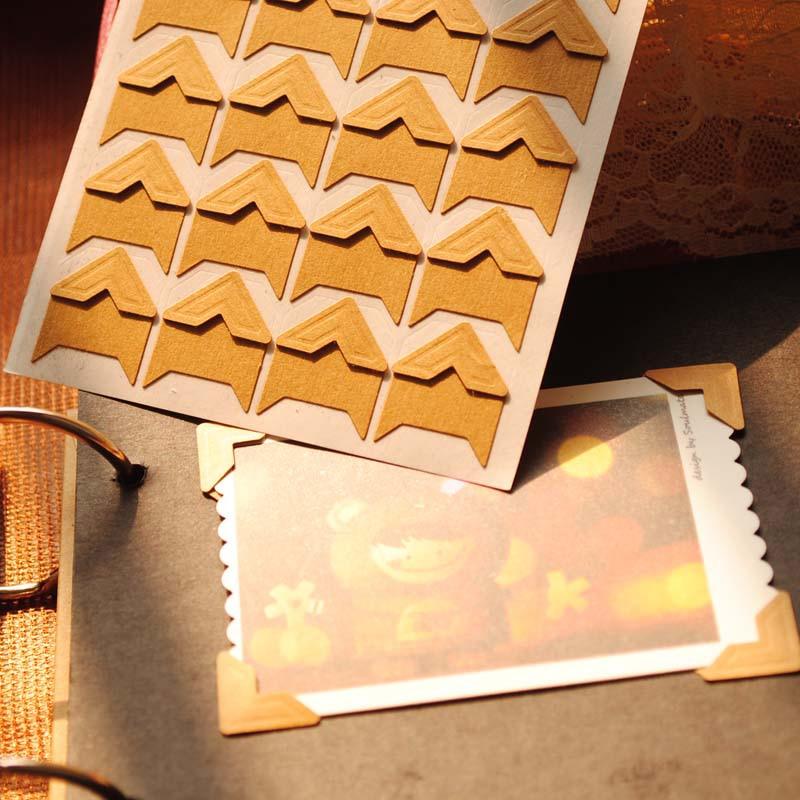 120 pcs/lot (5 sheets) DIY Vintage Corner kraft Paper Stickers for Photo Albums Frame Decoration Scrapbooking Gifts for Valentine Anniversary Gifts