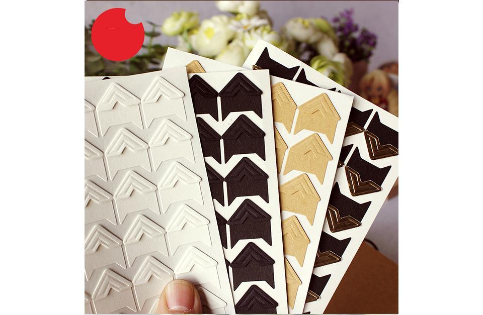 120 pcs/lot (5 sheets) DIY Vintage Corner kraft Paper Stickers for Photo Albums Frame Decoration Scrapbooking Gifts for Valentine Anniversary Gifts
