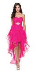 CLEARANCE - Juliet 1226 Dress High Low Chiffon Strapless Layer Skirt Rhinestones (Size 2XL)