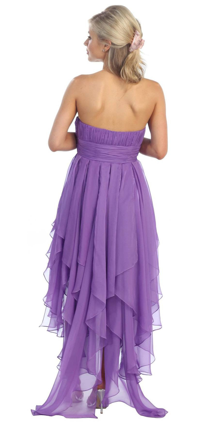 CLEARANCE - Juliet 1226 Dress High Low Chiffon Strapless Layer Skirt Rhinestones (Size 2XL)