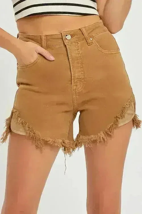 High Waist Frayed Hem Denim Shorts for Women | Femstylo