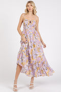 Floral Smocked Back Ruffled Hem Maxi Cami Dress For Summer – Boho Chic, Trendy, Fluttering, Feminine & Effortlessly Stylish