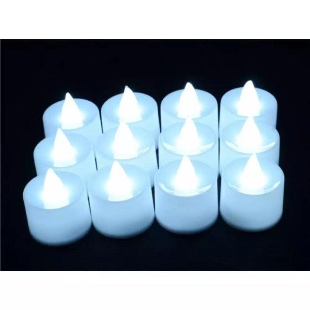 12PCS Flameless LED Electronic Candle Tea Light Battery Powered Wedding Romantic Light Flameless Tea light Candles with Colorful Lights Battery Operated Colored Fake Candles Light Birthday Party Home Decoration