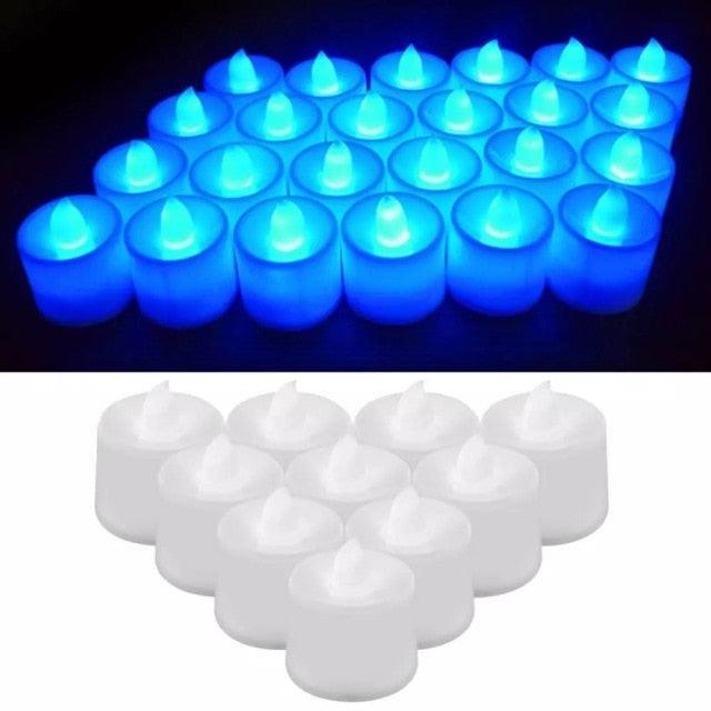 12PCS Flameless LED Electronic Candle Tea Light Battery Powered Wedding Romantic Light Flameless Tea light Candles with Colorful Lights Battery Operated Colored Fake Candles Light Birthday Party Home Decoration