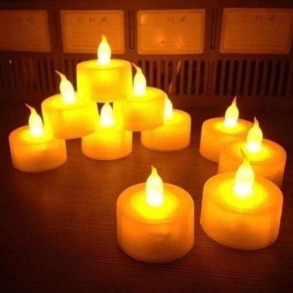 12PCS Flameless LED Electronic Candle Tea Light Battery Powered Wedding Romantic Light Flameless Tea light Candles with Colorful Lights Battery Operated Colored Fake Candles Light Birthday Party Home Decoration