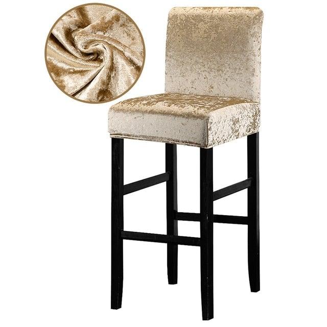 13 Solid Colors Shiny Velvet Fabric Small Size Chair Cover Seat Covers For Bar Stool Chairs Slipcover Home Hotel Decoration Velvet Stretch Dining Room Chair Covers Soft Removable Dining Chair Slipcovers