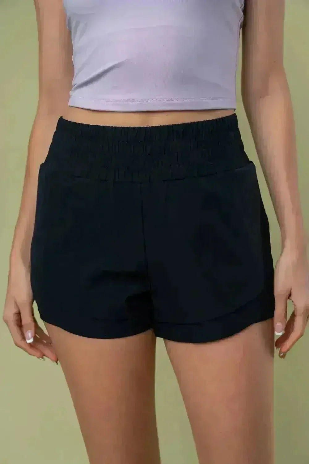 High Waisted Knit Shorts - Built-In Liner & Pockets | Femstylo