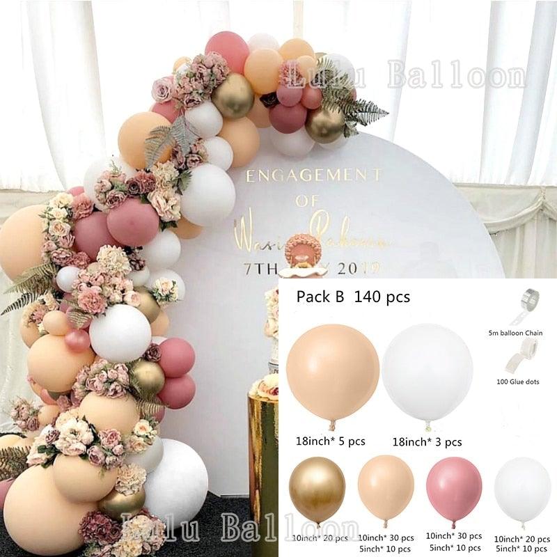 134/140 pcs White Beige And Vintage Pink Arch Garland Balloon Kit For Party Wedding Birthday Baby Shower Bridal Shower Office Parties Wedding Birthday Party Ballons Decoration