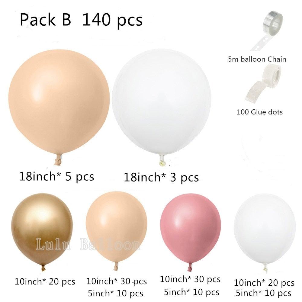 134/140 pcs White Beige And Vintage Pink Arch Garland Balloon Kit For Party Wedding Birthday Baby Shower Bridal Shower Office Parties Wedding Birthday Party Ballons Decoration