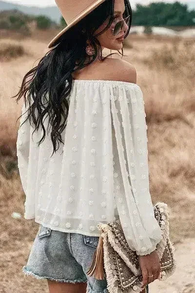 Off shoulder clip dot top for women | Femstylo