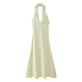 Women Elegant Thin Scarf Silk Satin Texture Dress