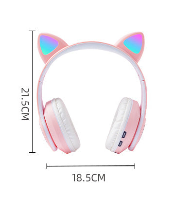 Interesting New Kids Headphones Wireless Bluetooth In Cat Ears Headphones Style With Noise Reduction Live Breathing Lights Glare and LED Lights