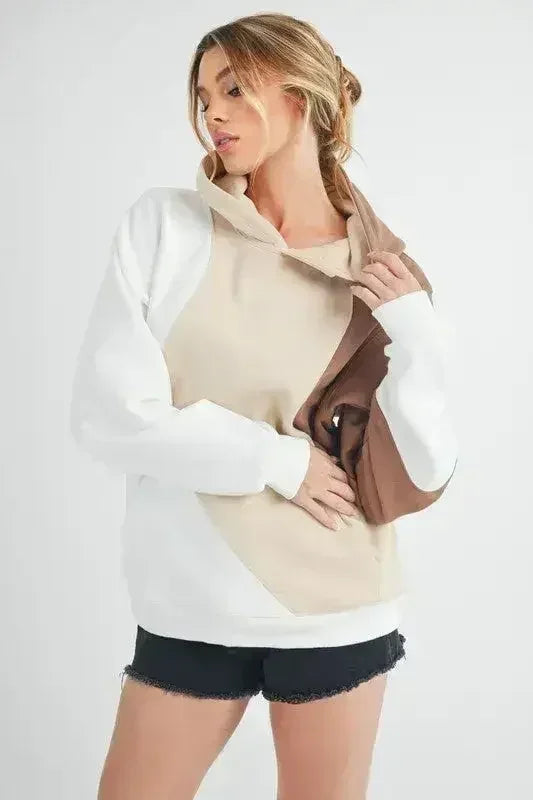 Color Block Hoodie - Kangaroo Pocket Pullover | Aemi + Co | Femstylo