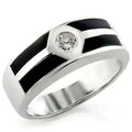14034 Rhodium Brass Ring – AAA Clear CZ Solitaire (Classic Sparkle)