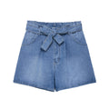 Women High Waist Paper Bag Decoration Denim Casual Shorts