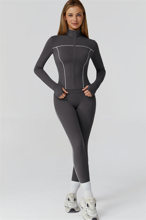 The Venus Zip Top Sports Bra Leggings 3-Piece Set