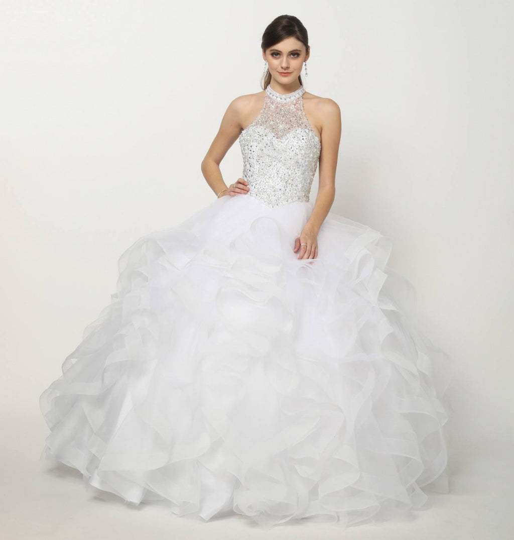 Juliet 1420 Crystal Beading Layered Tulle Skirt Quinceanera Dress