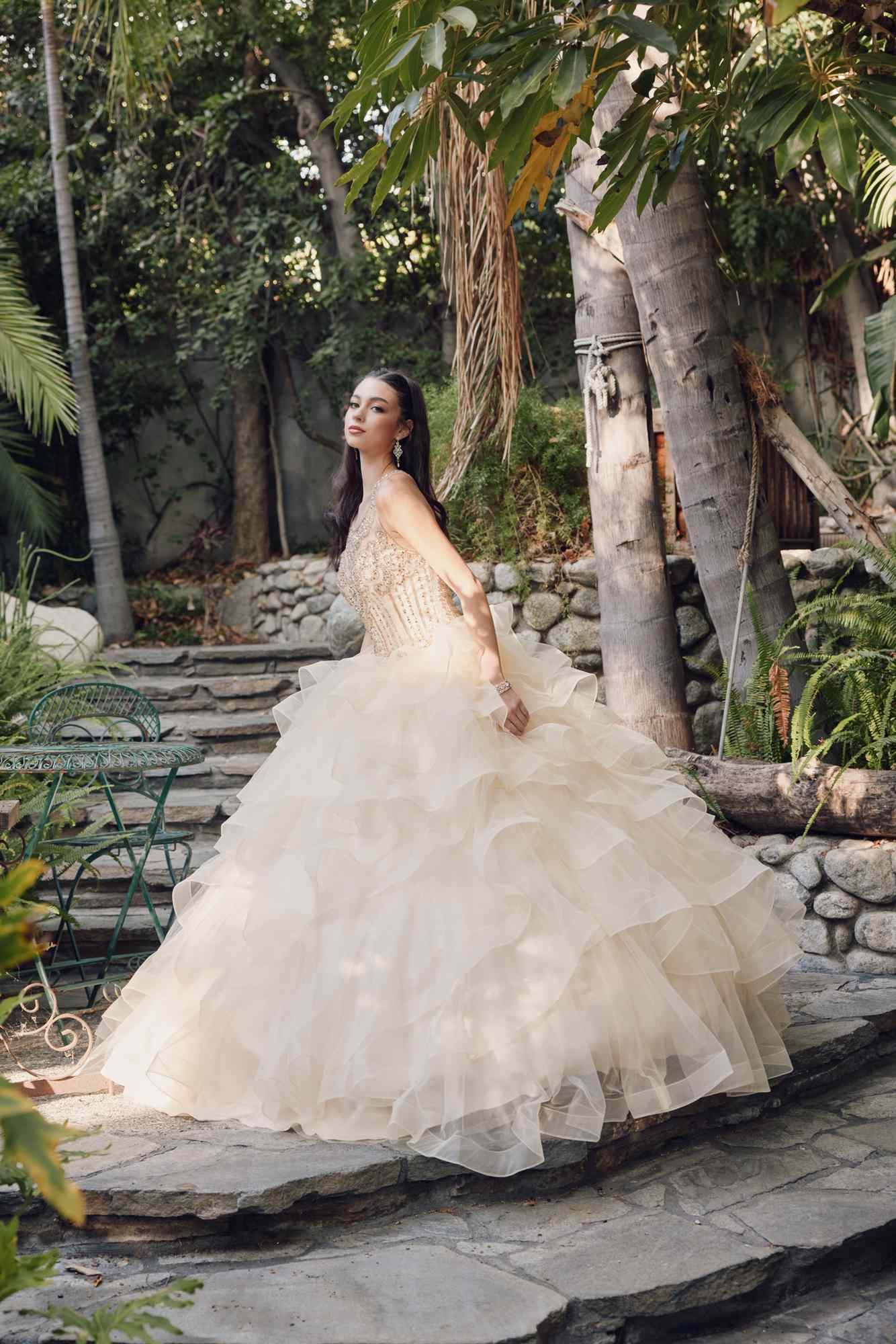 Juliet 1423 A-Line Princess Ball Gown Ruffled Tiered Tulle with Jacket