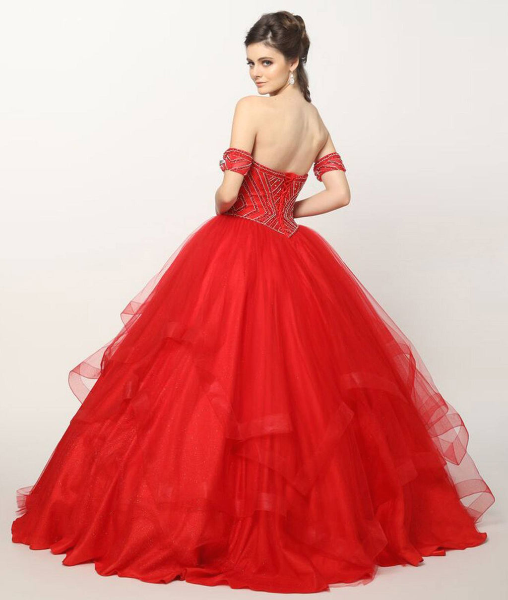 Juliet 1424 Quinceanera Ball Gown Tulle Skirt Arm Bands Beaded Bodice